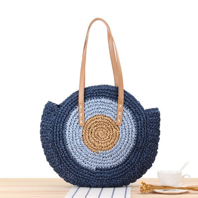 Sommer Halbrunde Ethnischer Stil Sattel Stroh Gewebter Strand Handgefertigter Rattan-Tasche für Unisex