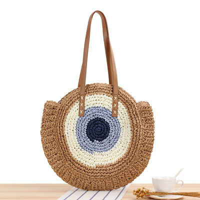 Sommer Halbrunde Ethnischer Stil Sattel Stroh Gewebter Strand Handgefertigter Rattan-Tasche für Unisex