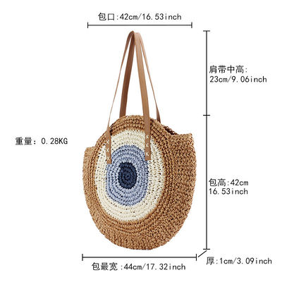 Sommer Halbrunde Ethnischer Stil Sattel Stroh Gewebter Strand Handgefertigter Rattan-Tasche für Unisex