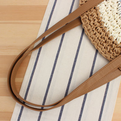 Sommer Halbrunde Ethnischer Stil Sattel Stroh Gewebter Strand Handgefertigter Rattan-Tasche für Unisex