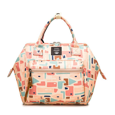 Druckmuster Nylon Leichtgewicht Outdoor-Reise Windel Rucksack Große wasserdichte Windel Tasche