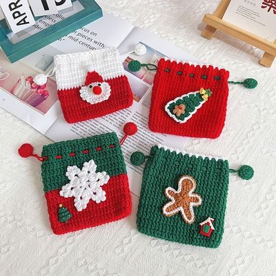 Handgefertigte Häkel Taschenbeutel Bundle Weihnachtsmann Wechsel Taschen Münze Tasche Weihnachtsgeschenke