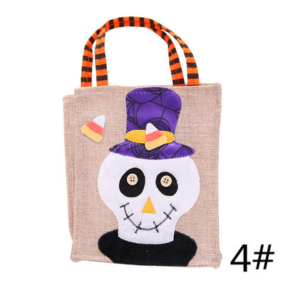 Schließung offen Wiederverwendbar Halloween Kürbis Hexe Skeleton Leinen Tasche für Süßigkeiten Sammlung