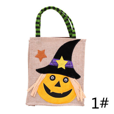 Schließung offen Wiederverwendbar Halloween Kürbis Hexe Skeleton Leinen Tasche für Süßigkeiten Sammlung