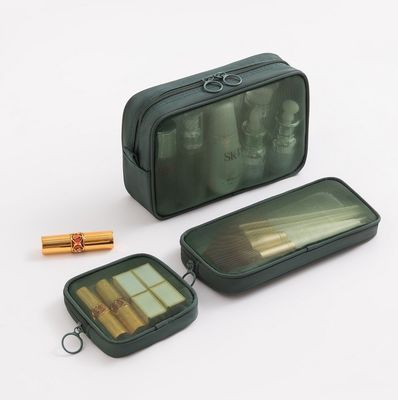 Massivmuster Typ Nylon-Gitter Toilettenartikel Make-up Kosmetik-Tasche Set mit benutzerdefinierten Buchstaben Logo