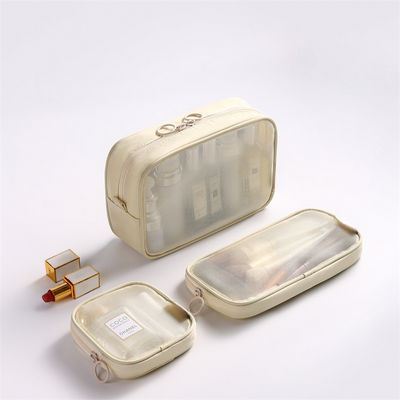Massivmuster Typ Nylon-Gitter Toilettenartikel Make-up Kosmetik-Tasche Set mit benutzerdefinierten Buchstaben Logo