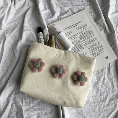 Kleine blanke Reißverschluss Baumwolle Leinwand Kosmetik Make-up-Tasche mit Logo für maßgeschneiderte Farbe