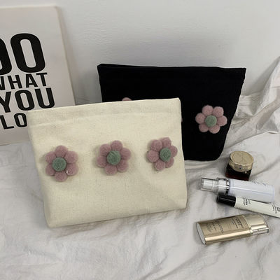 Kleine blanke Reißverschluss Baumwolle Leinwand Kosmetik Make-up-Tasche mit Logo für maßgeschneiderte Farbe
