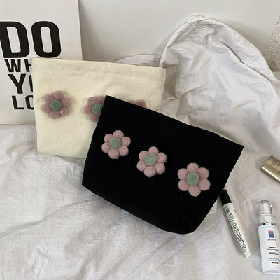 Kleine blanke Reißverschluss Baumwolle Leinwand Kosmetik Make-up-Tasche mit Logo für maßgeschneiderte Farbe