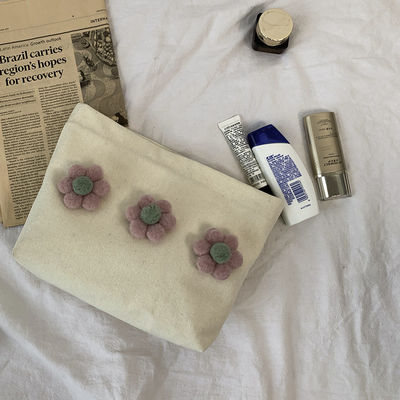 Kleine blanke Reißverschluss Baumwolle Leinwand Kosmetik Make-up-Tasche mit Logo für maßgeschneiderte Farbe