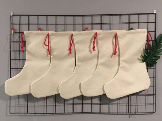Sublimation Blanks Weihnachtsmannstücke Weihnachtsstrümpfe Schnürtasche mit Polyesterverkleidung