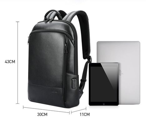 Personalisieren Sie den Leder-Laptop-Rucksack mit USB-Ladestation