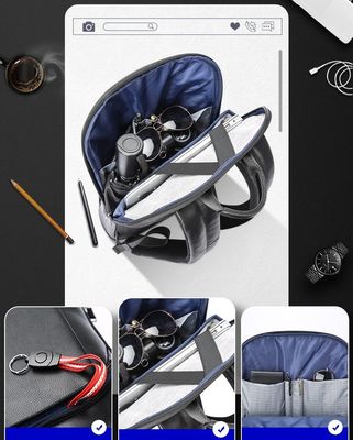 Personalisieren Sie den Leder-Laptop-Rucksack mit USB-Ladestation