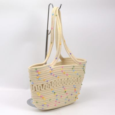 Kurzfristige Damen-Baumwoll-Seiltasche ideal für Sommermode und Strandurlaub
