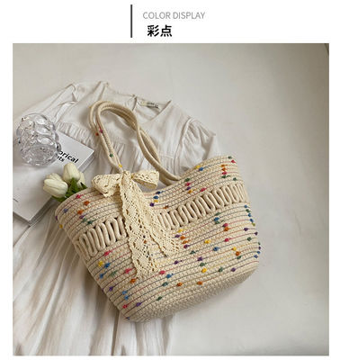 Kurzfristige Damen-Baumwoll-Seiltasche ideal für Sommermode und Strandurlaub