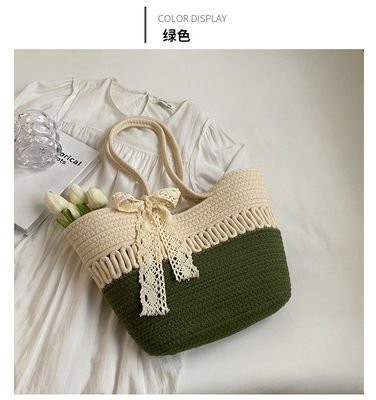 Kurzfristige Damen-Baumwoll-Seiltasche ideal für Sommermode und Strandurlaub