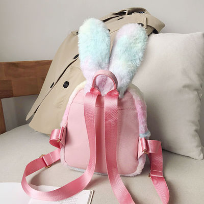 Unisex süßer Cartoon Bunny Schulrucksack mit Reißverschluss und Bunny Cartoon Print