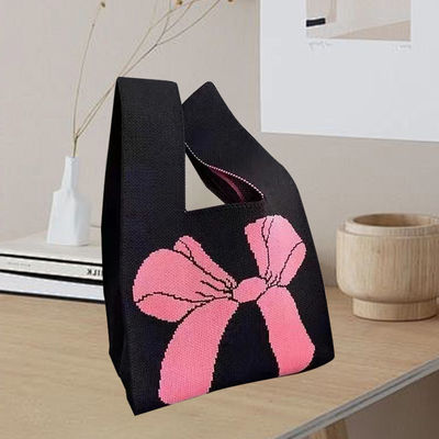 Individuell gestaltete Tote-Tasche aus gestricktem Bio-Baumwollgewebe mit umweltfreundlichem Bogenknoten