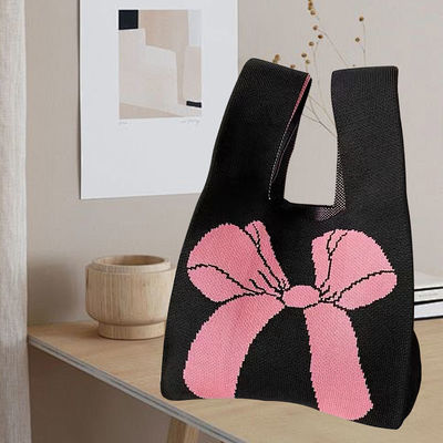 Individuell gestaltete Tote-Tasche aus gestricktem Bio-Baumwollgewebe mit umweltfreundlichem Bogenknoten