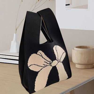 Individuell gestaltete Tote-Tasche aus gestricktem Bio-Baumwollgewebe mit umweltfreundlichem Bogenknoten