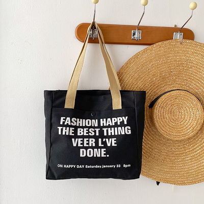 Offene Schließung Modestil Maßgeschneiderter Druck Leinwand Einkaufstüten Große Baumwolltasche