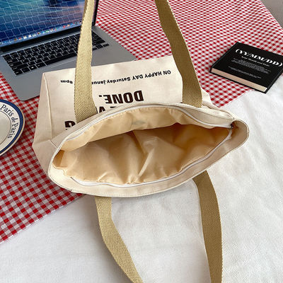 Offene Schließung Modestil Maßgeschneiderter Druck Leinwand Einkaufstüten Große Baumwolltasche