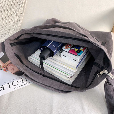 Personalisiertes Logo Einfachheit Großkapazität Damen-Tote-Tasche mit Reißverschluss in Stoff Leinwand