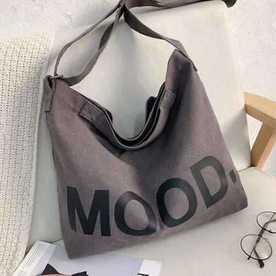 Personalisiertes Logo Einfachheit Großkapazität Damen-Tote-Tasche mit Reißverschluss in Stoff Leinwand