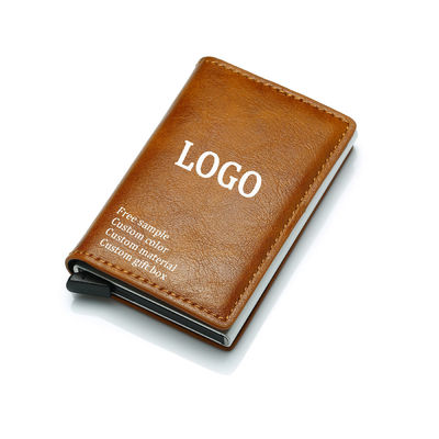 angepasst Farbe Pop Up PU Leder Metall Brieftasche Blockierung automatische Aluminium Kreditkartenhalter angepasst