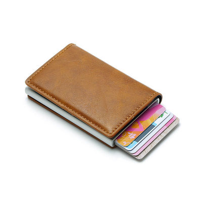 angepasst Farbe Pop Up PU Leder Metall Brieftasche Blockierung automatische Aluminium Kreditkartenhalter angepasst