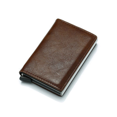 angepasst Farbe Pop Up PU Leder Metall Brieftasche Blockierung automatische Aluminium Kreditkartenhalter angepasst