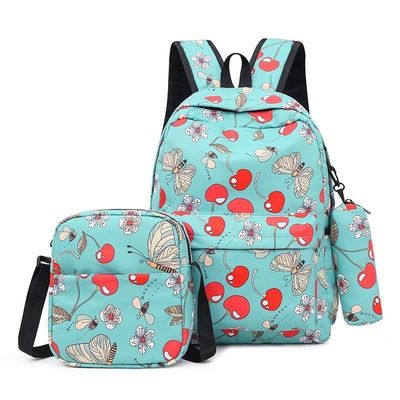 Alltägliches Schulleben 3-teiliges Set Schultaschen für Teenagermädchen Schönes Druck-Rücksack für Frauen