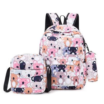 Alltägliches Schulleben 3-teiliges Set Schultaschen für Teenagermädchen Schönes Druck-Rücksack für Frauen