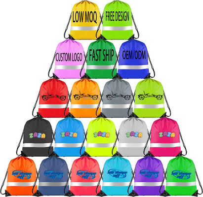 String Schließung Custom Logo 210D Polyester Drawstring Rucksack für Reisen