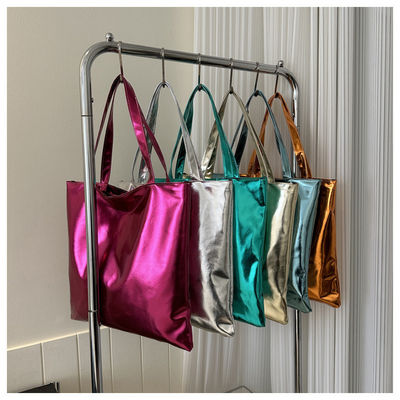 Weicher Handtasche einfache feste Farbe glänzendes Patent Leder für süße Mädchen Einkaufstasche