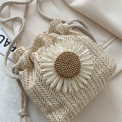 Handtasche für Frauen Strand Unisex Stroh Crossbody Schulter Handtasche Sommer Gewebte Eimer Tasche