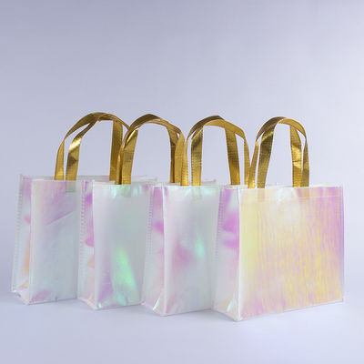 Druckgeschneiderte Logo nicht gewebte metallische glänzende laminierte Geschenk-Tote-Tasche für das tägliche Leben