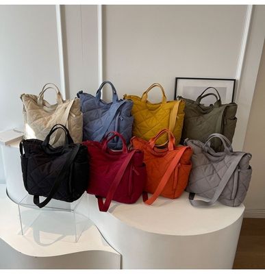 Leichtgewicht Nylon Custom Logo Frauen Puffy Tasche Quilted Tote Tasche Einzel-Schulter Tasche