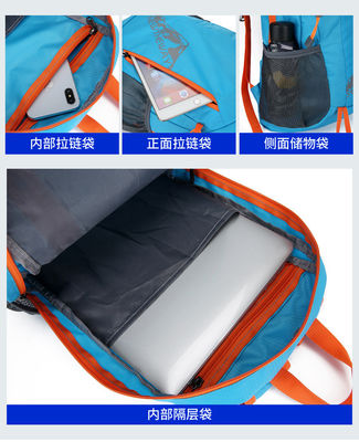Custom Logo Nylon Sport Fitness-Taschen Klapptaschen Leichtgewicht Wasserdicht Ausfahrt Rucksack