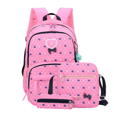3 Stück Set Grundschüler Mädchen Rucksack Schultasche mit Nylon Cartoon Muster