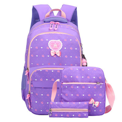3 Stück Set Grundschüler Mädchen Rucksack Schultasche mit Nylon Cartoon Muster