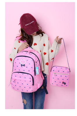 3 Stück Set Grundschüler Mädchen Rucksack Schultasche mit Nylon Cartoon Muster