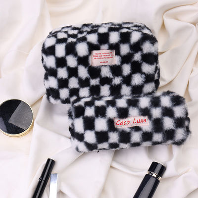 Großkapazität Gingham Make-up Tasche mit angepasster Farbe und Handtuch Stickerei Logo