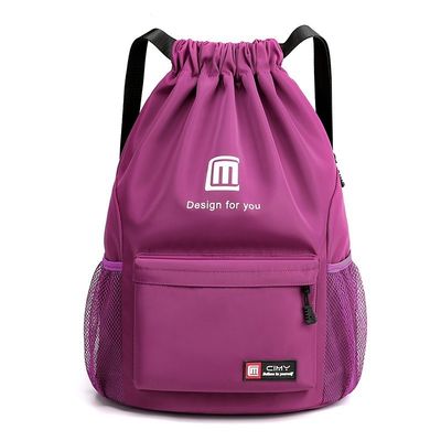 Hauptmaterial Leinwand Schnur Rucksack Leichtgewicht Gym Tasche für Sport Basketball Logo