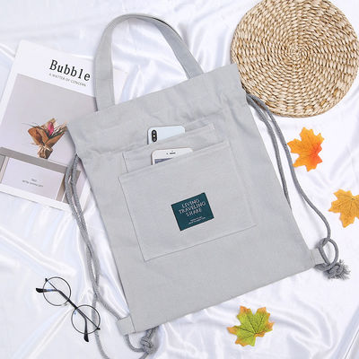 Student Tutorial Handtasche benutzerdefiniertes Logo Leinwand Rucksack mit Schließgurt und Doppel-