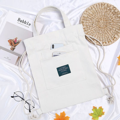 Student Tutorial Handtasche benutzerdefiniertes Logo Leinwand Rucksack mit Schließgurt und Doppel-