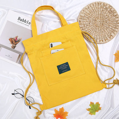 Student Tutorial Handtasche benutzerdefiniertes Logo Leinwand Rucksack mit Schließgurt und Doppel-