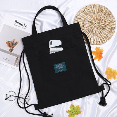 Student Tutorial Handtasche benutzerdefiniertes Logo Leinwand Rucksack mit Schließgurt und Doppel-
