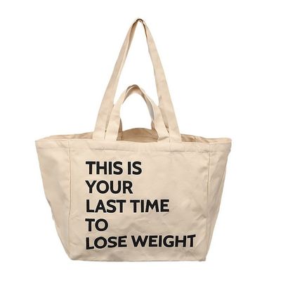 Großkapazität Canvas Shopping Crossbody Tasche mit Zeichentrickmuster und Reißverschluss