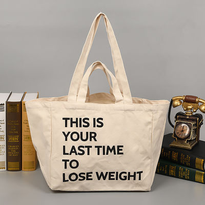 Großkapazität Canvas Shopping Crossbody Tasche mit Zeichentrickmuster und Reißverschluss